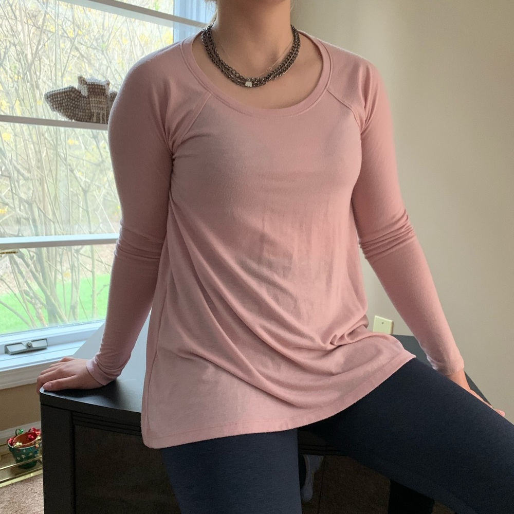 Pink long-sleeve soft flowy top